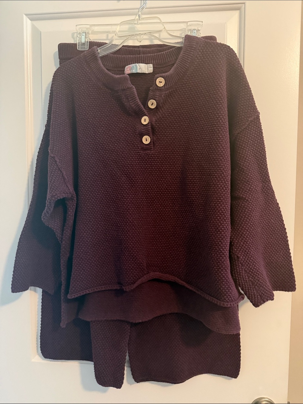 FP Beach by Free People Waffle Knit Lounge Set Burgundy Size M